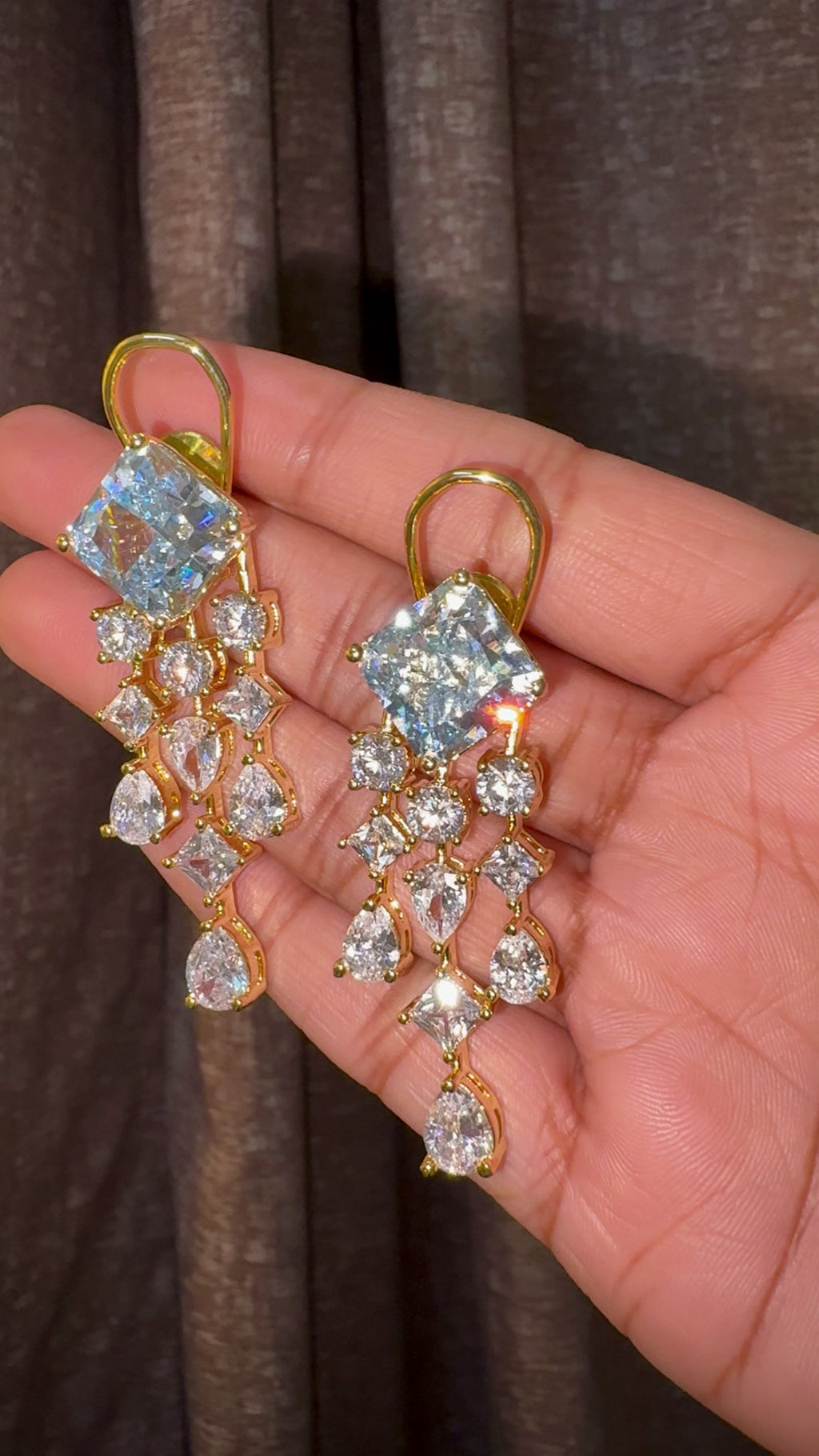 Princess Cut Cascading CZ Necklace Set