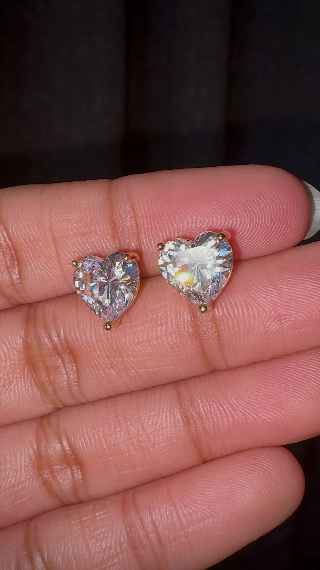 Heart Cut CZ Statement Stud Earrings