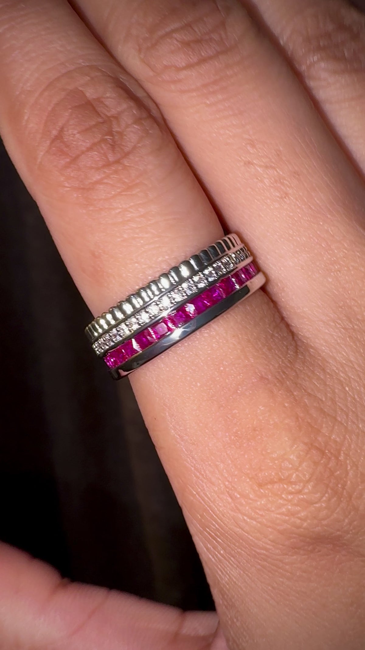 Magenta Pavé Open Cuff Ring