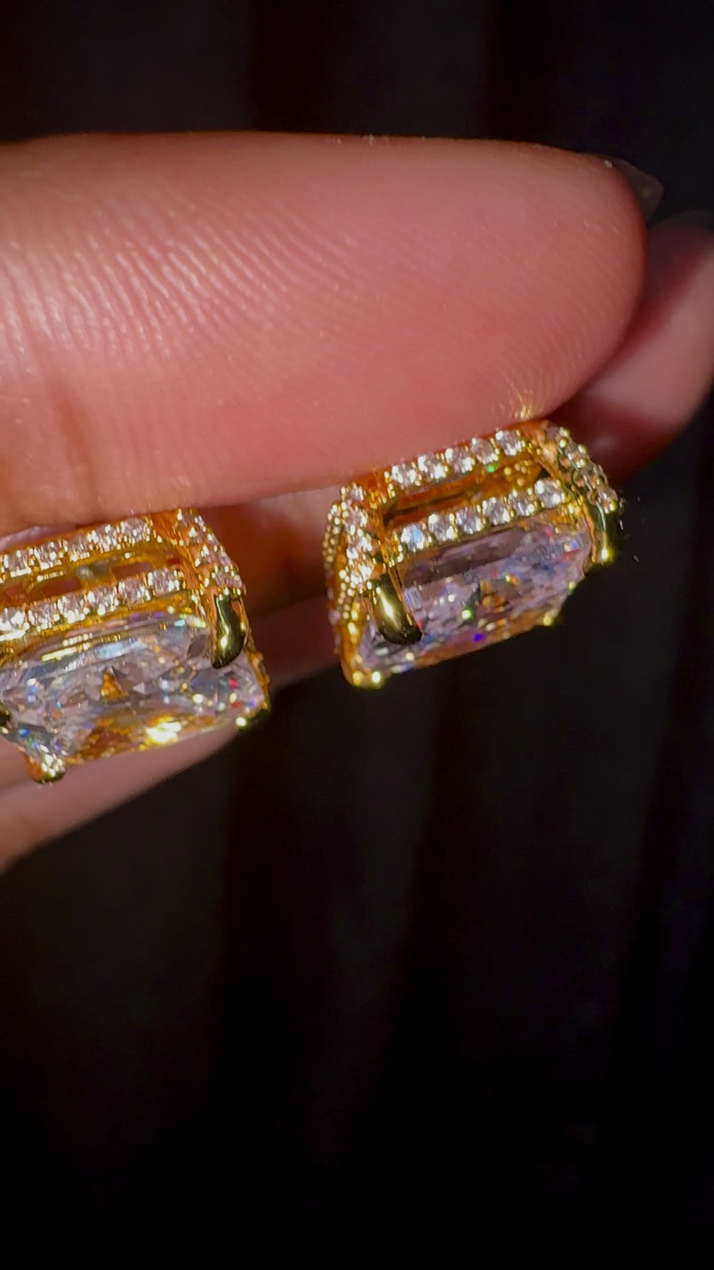 Princess-Cut CZ Statement Stud Earrings