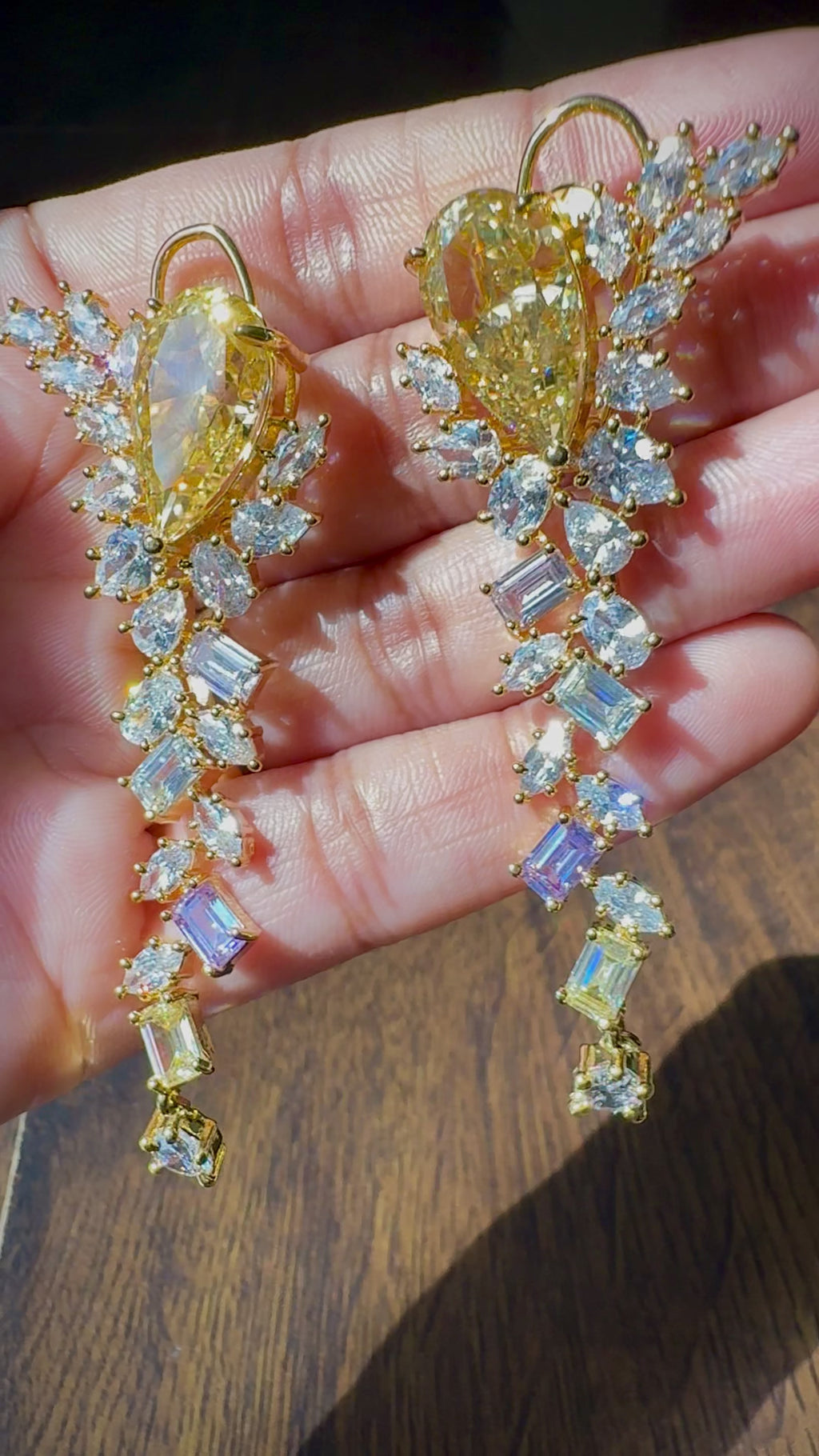 Golden Cascade Statement Earrings