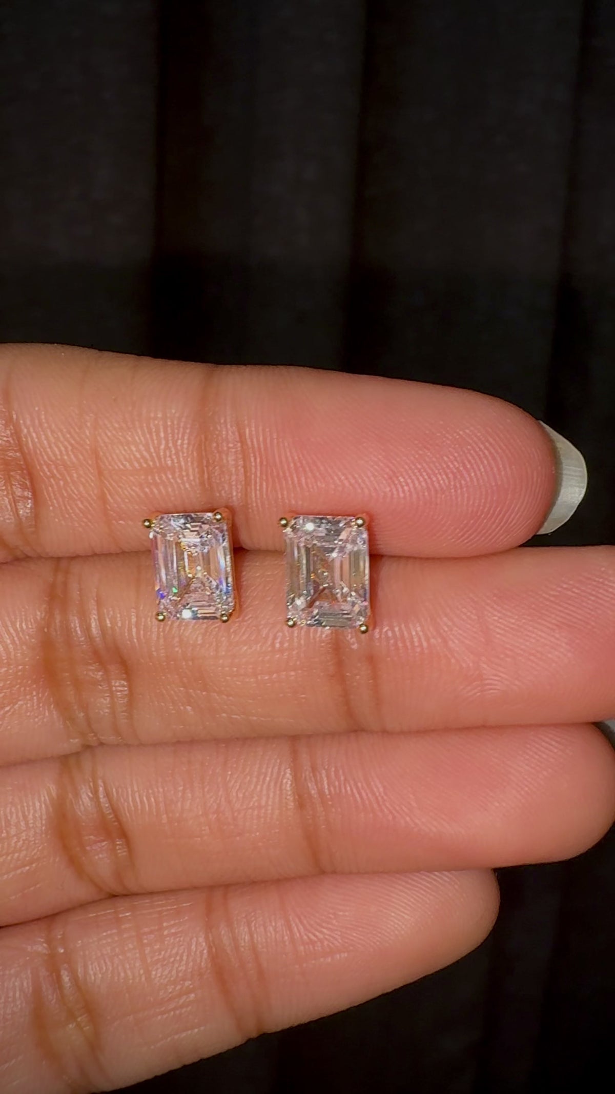 Mini Emerald-Cut Solitaire Stud Earrings