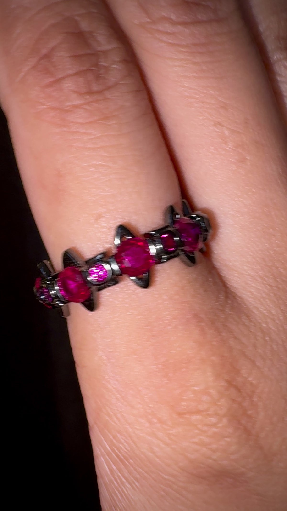 Geometric Pink Gemstone Eternity Ring