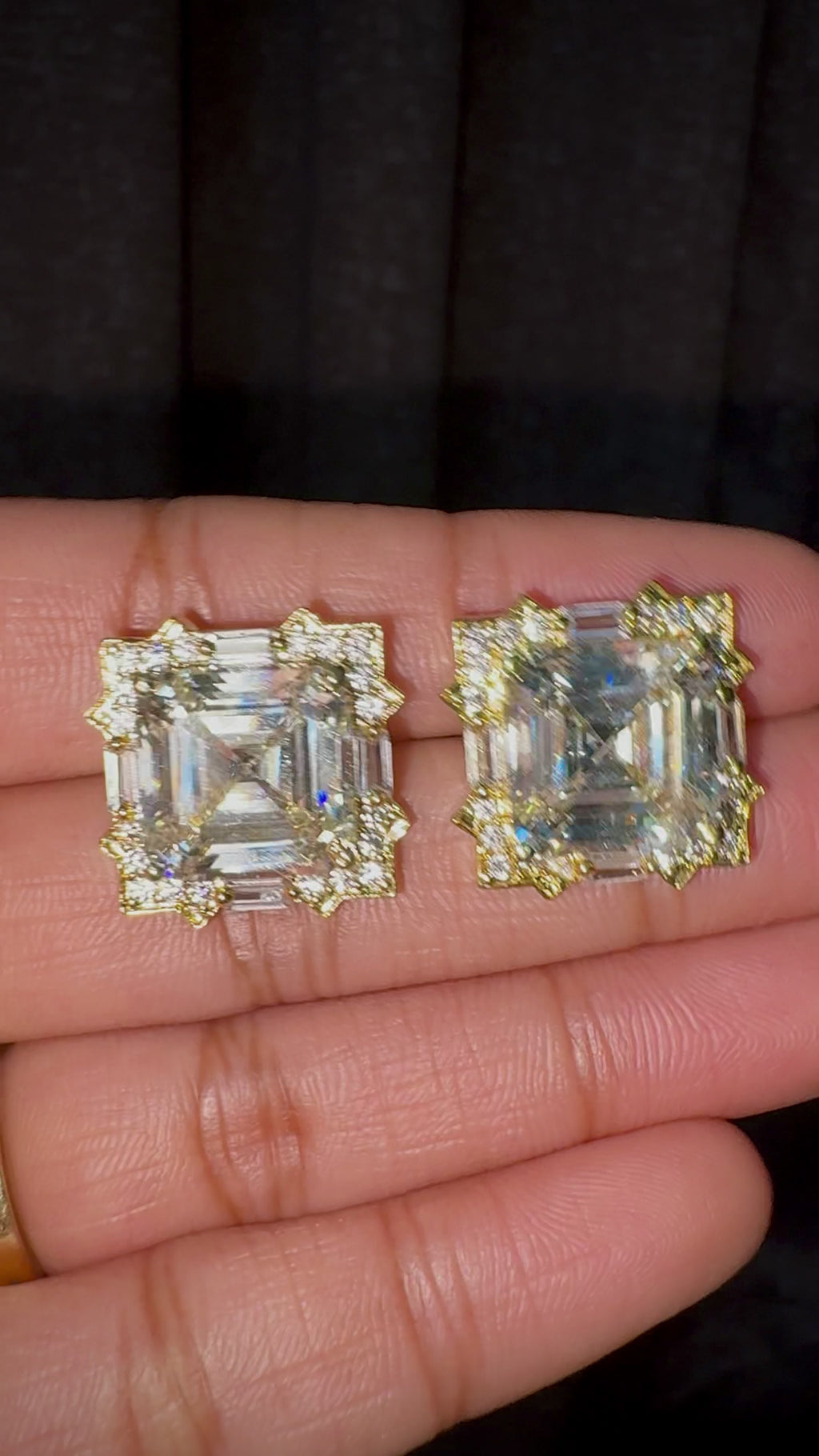 Cushion Cut CZ Halo Statement Stud Earrings