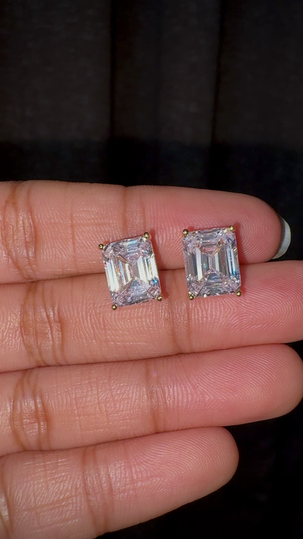 Classic Emerald-Cut CZ Stud Earrings