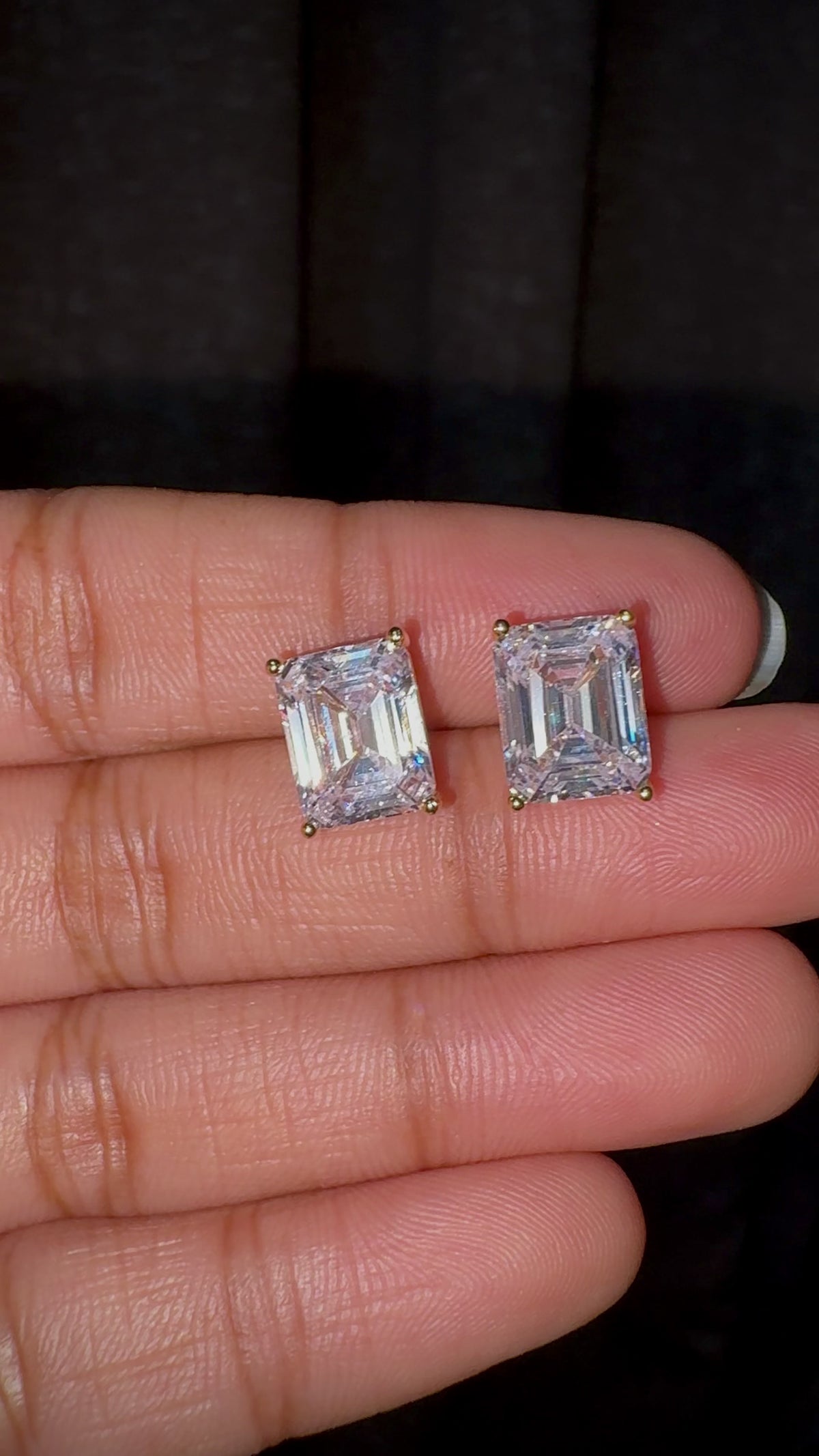 Classic Emerald-Cut CZ Stud Earrings