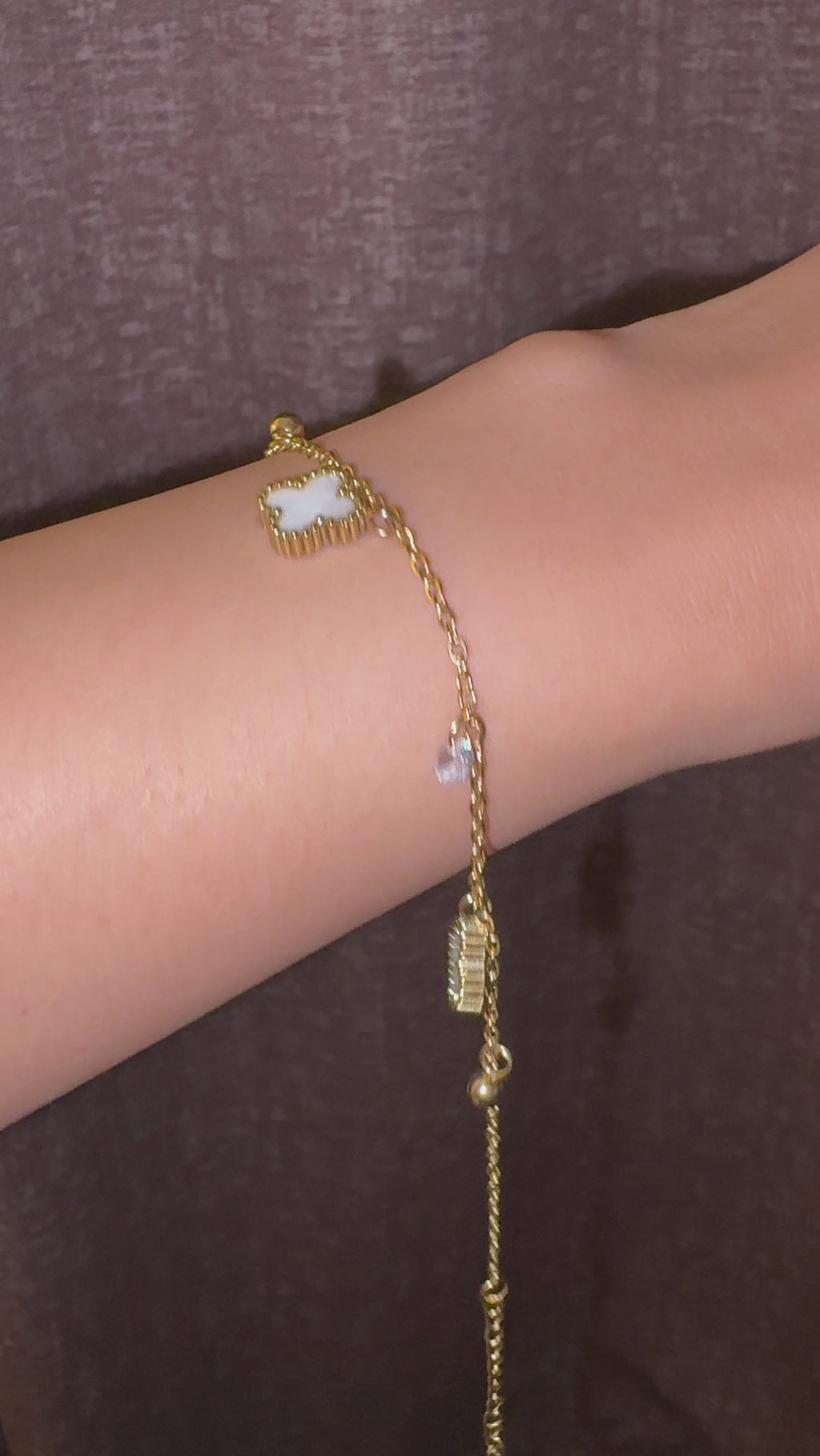 MOP Clover Charm Link Bracelet