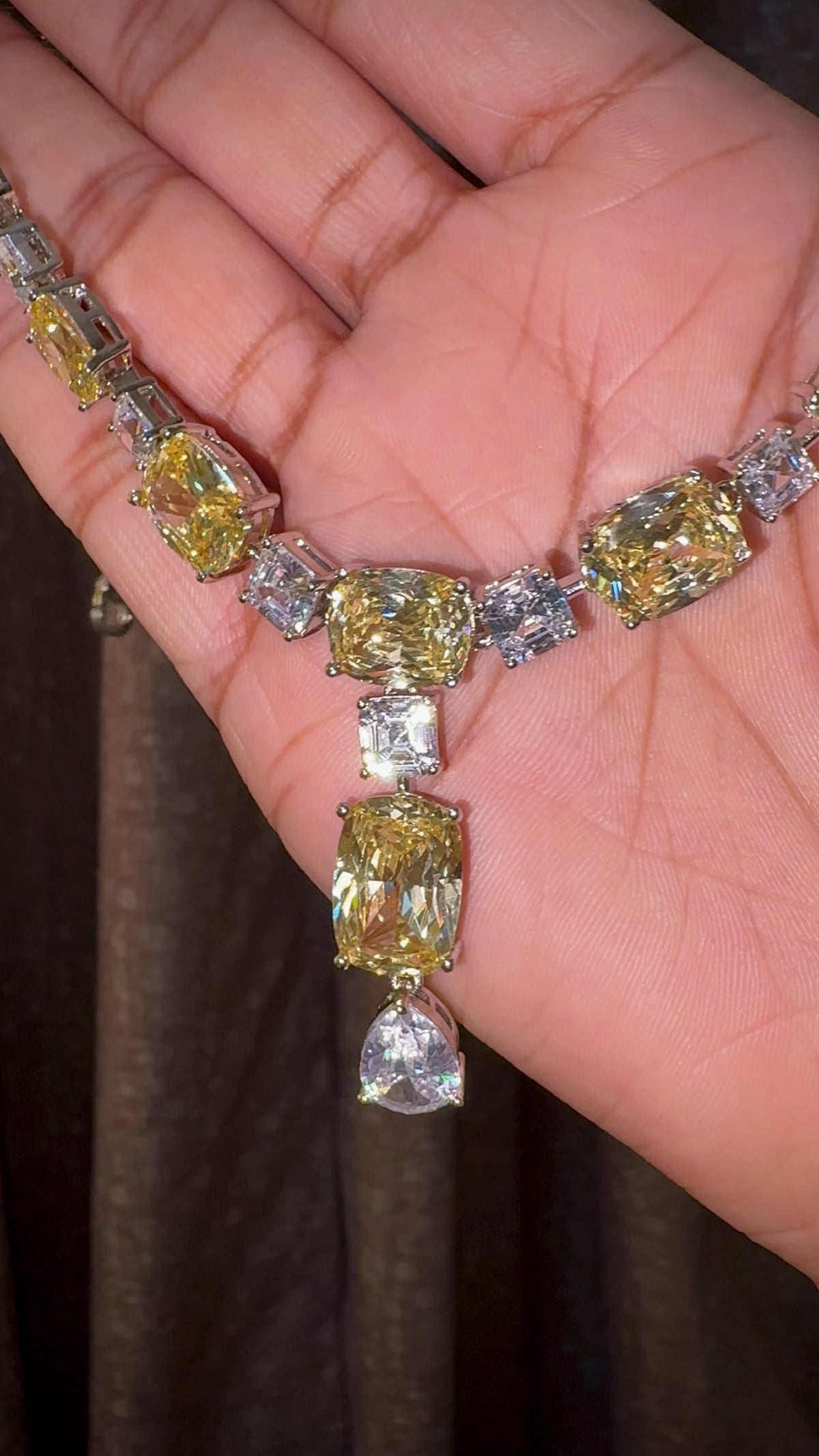 Cushion cut Statement Necklace Set
