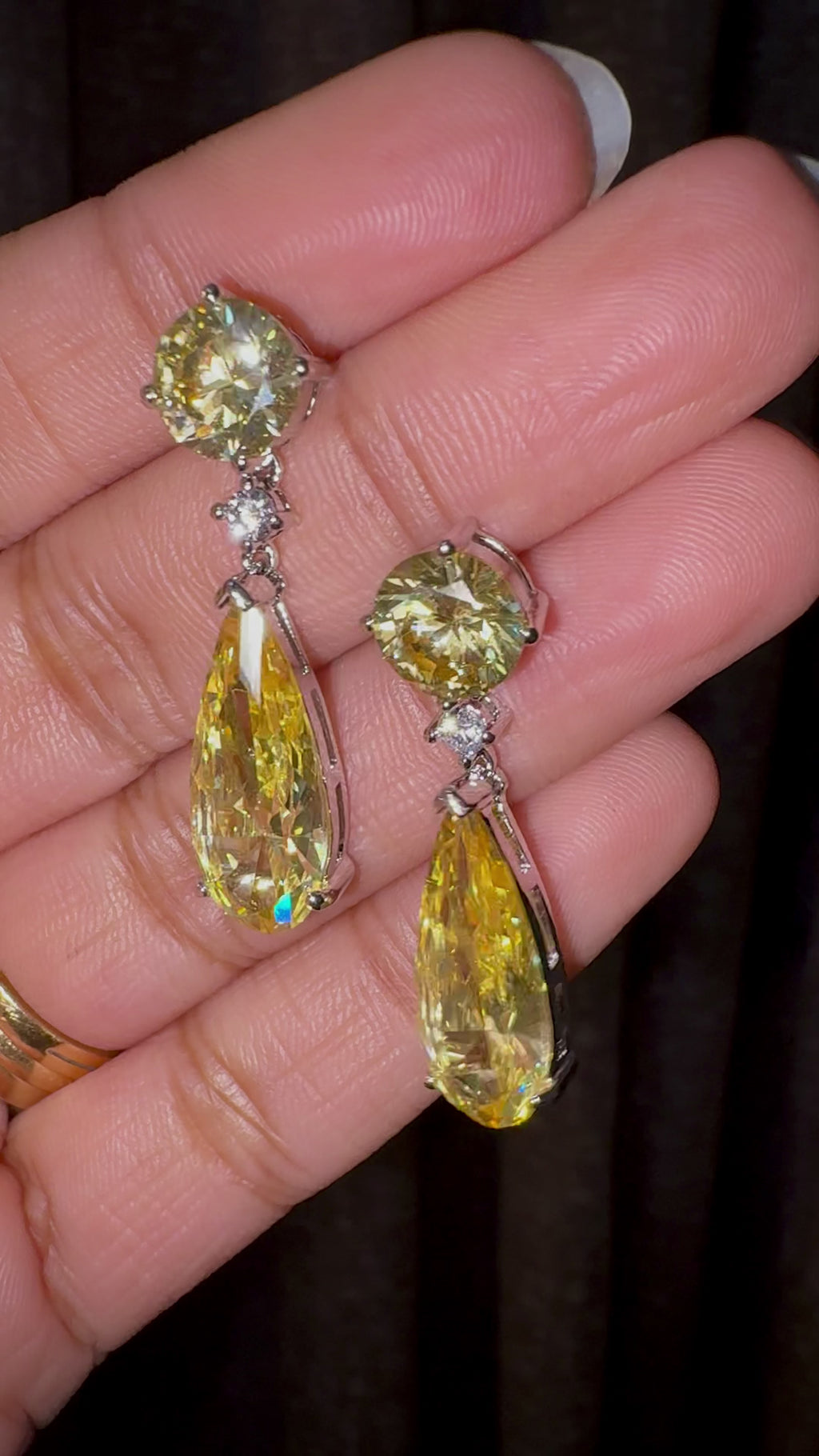 Yellow Elongated Drop Earrings