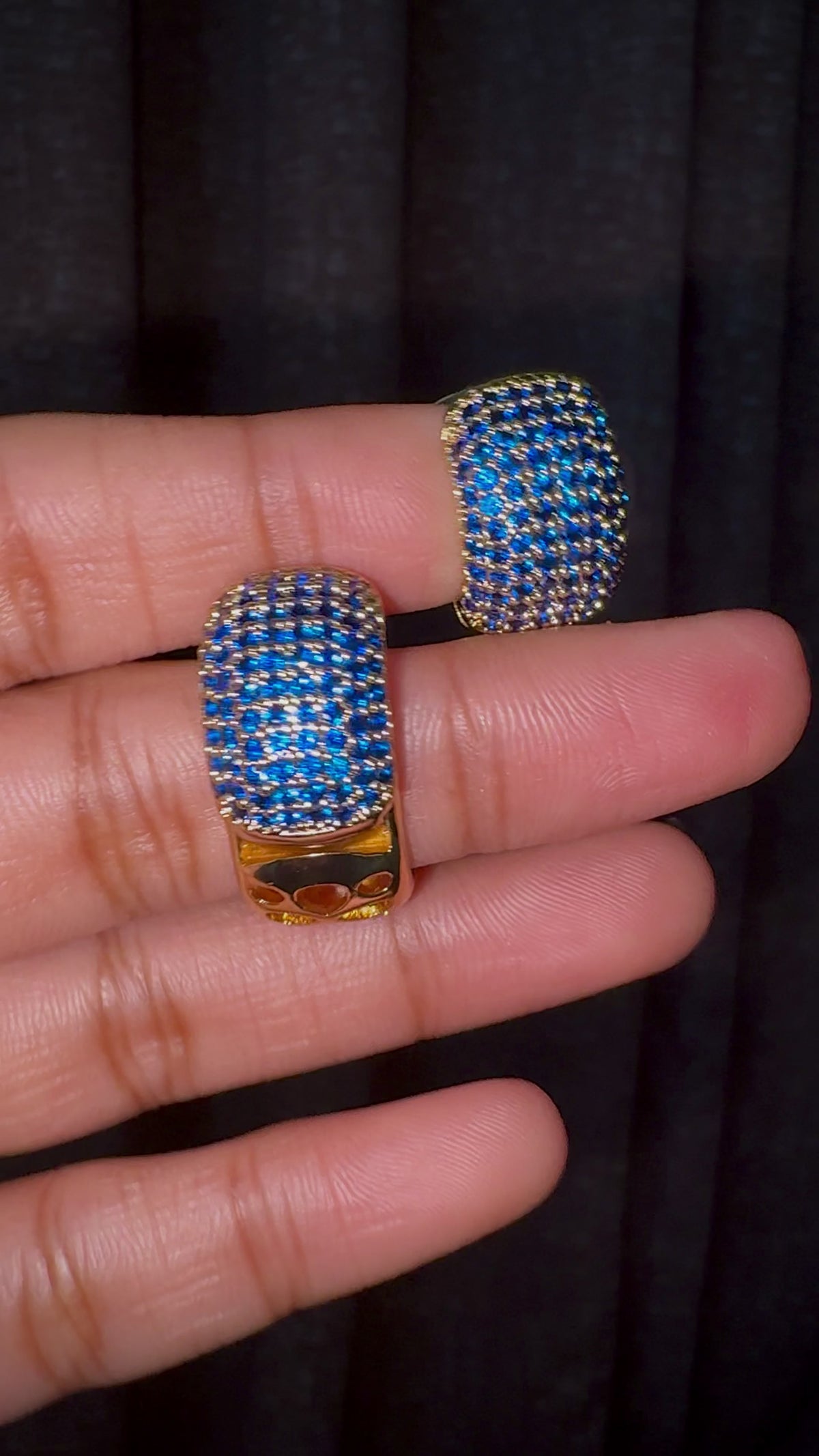 Blue Dome Huggie Hoop Earrings