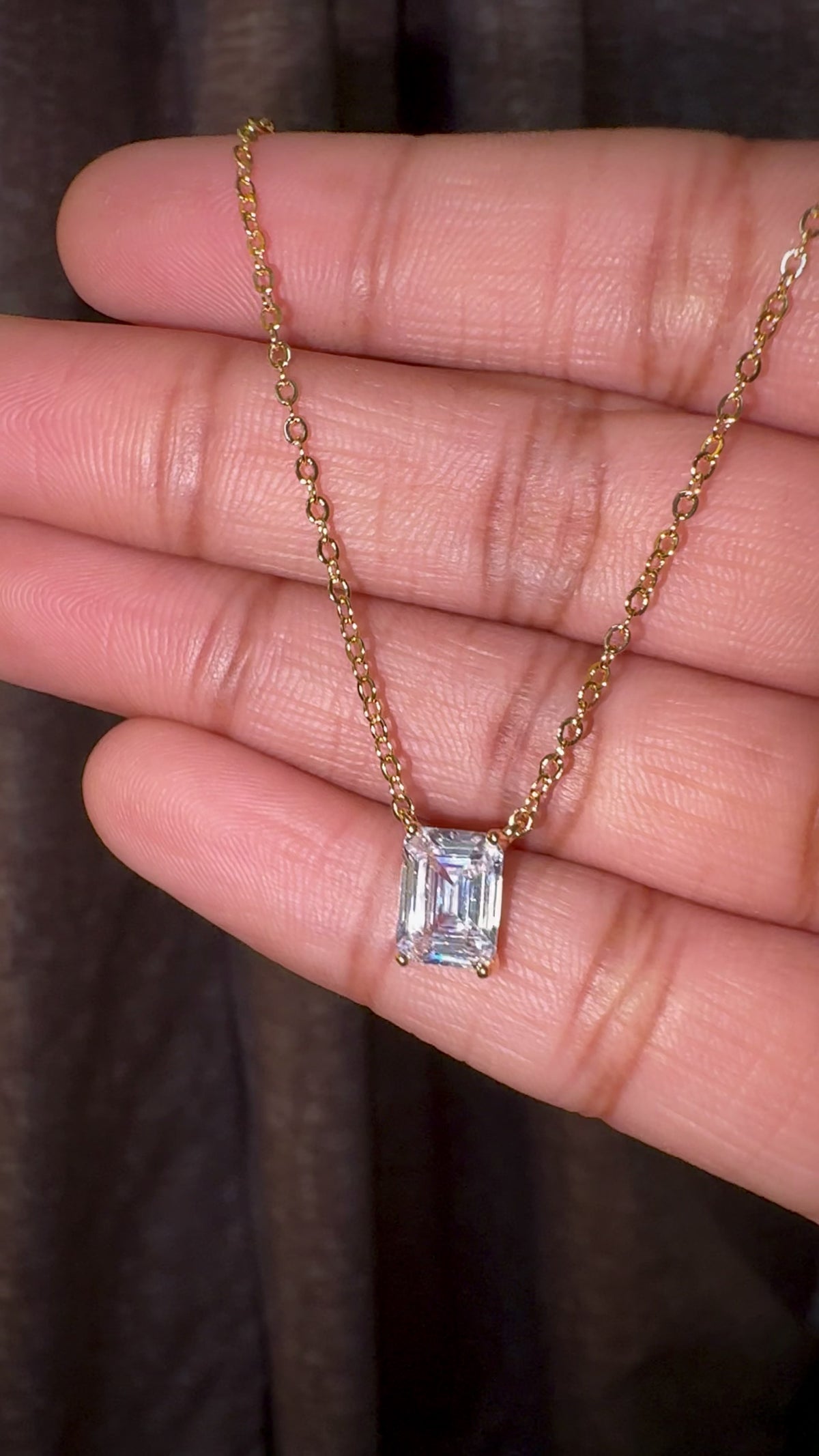 Emerald Cut Radiance CZ Pendant Necklace