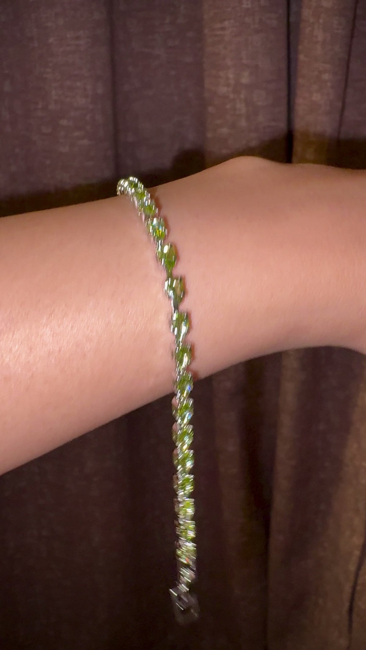 Olive green Pear-Cut Tennis Bracelet