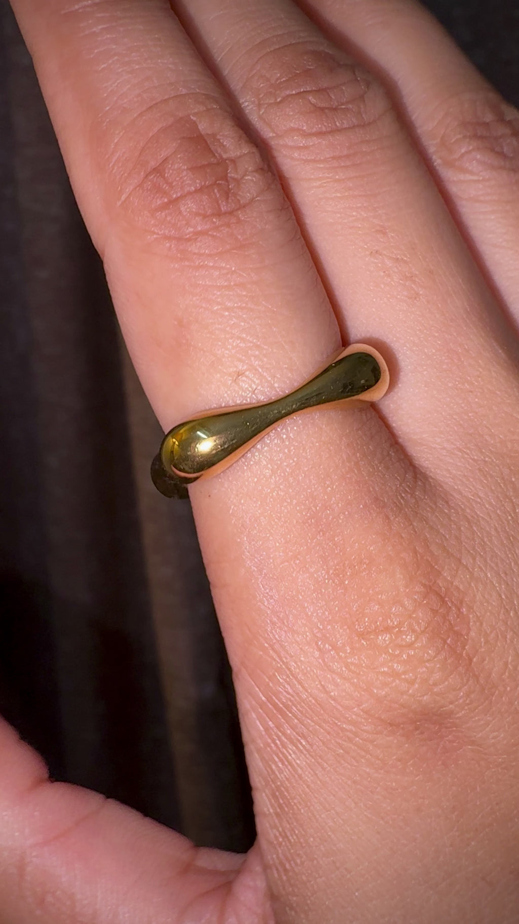 Gold Sculptural Open Cuff Statement Ring