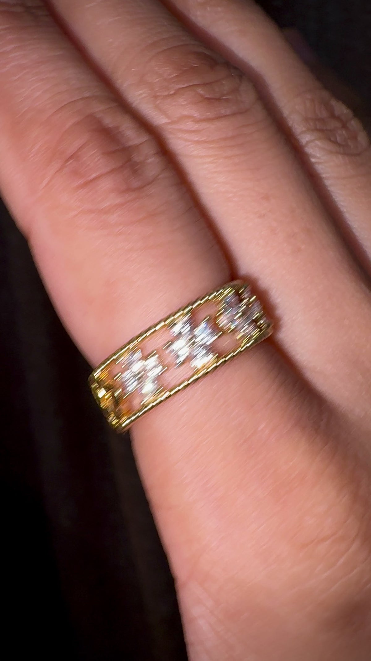 Floral Pavé Open Adjustable Cuff Ring