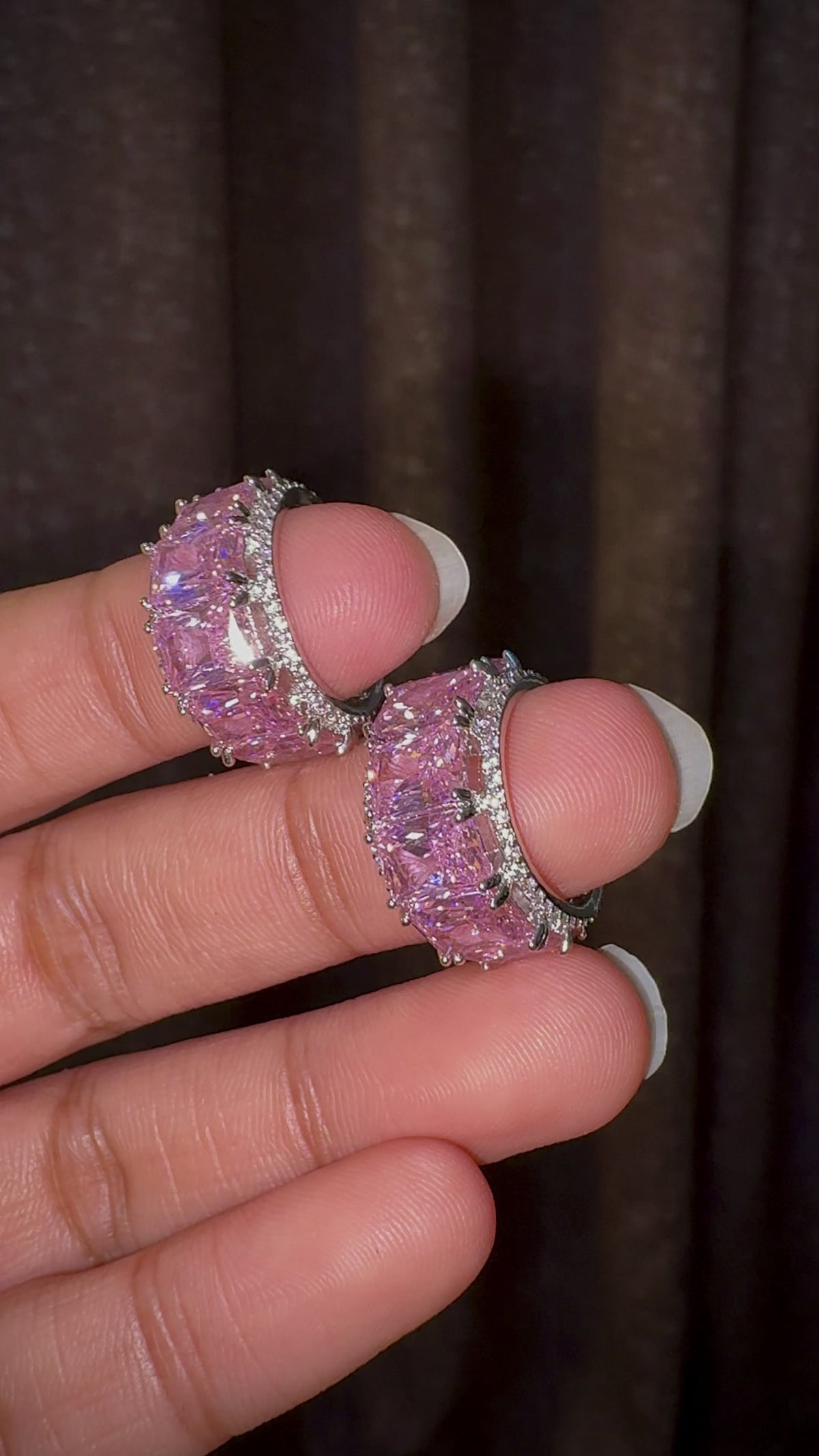 Pink Luxe Cushion Open Back Hoop Earrings