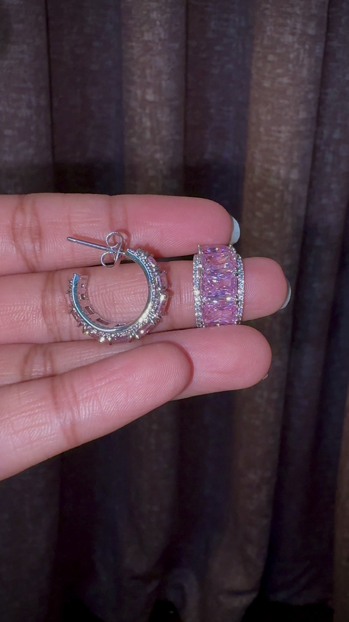 Pink Luxe Cushion Open Back Hoop Earrings