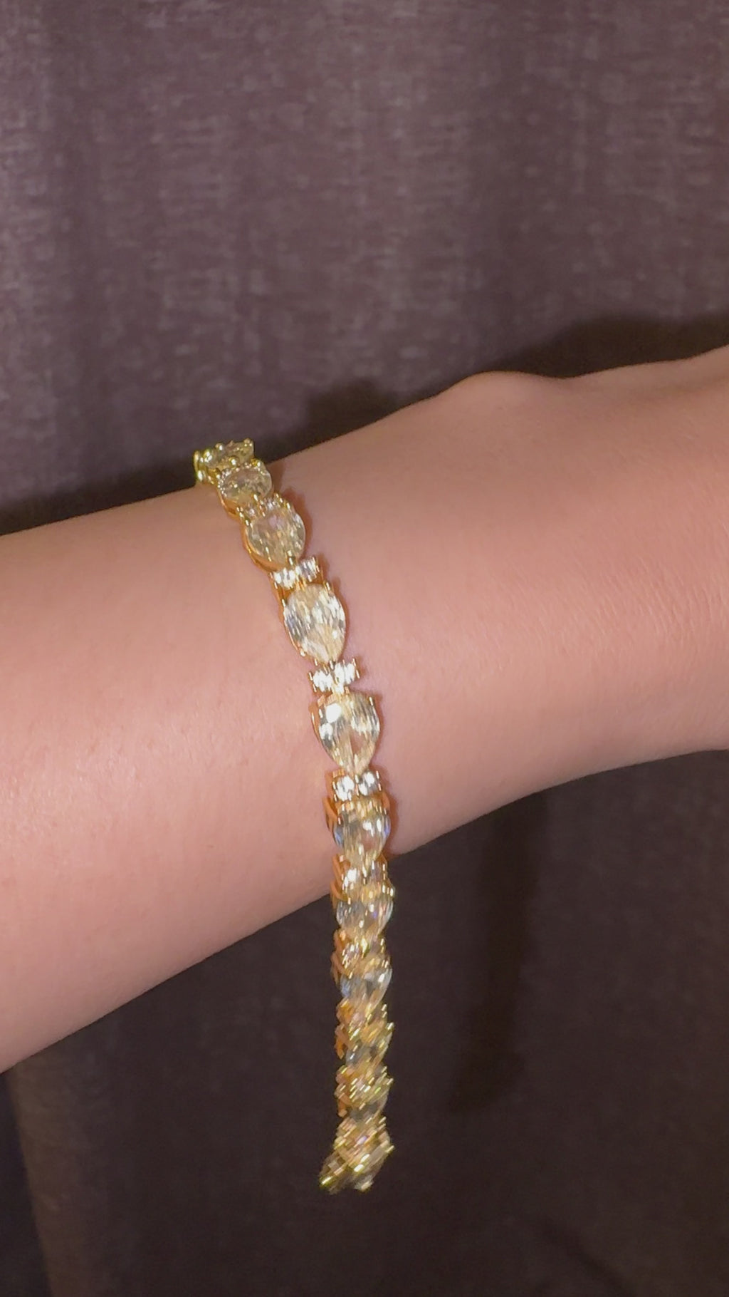 Champagne Pear-Cut CZ Tennis Bracelet