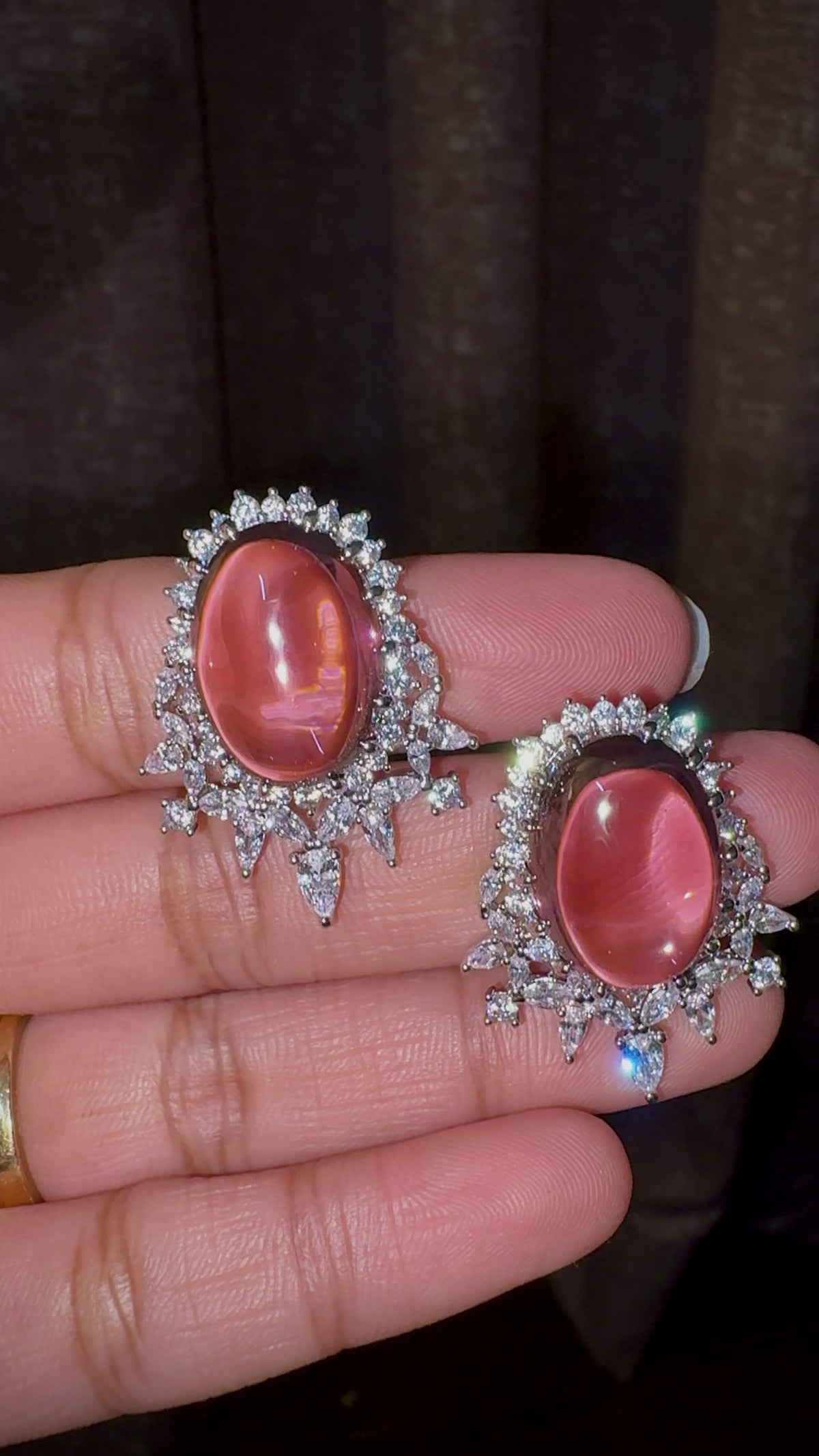 Purple Celestia Oval Stud Earrings