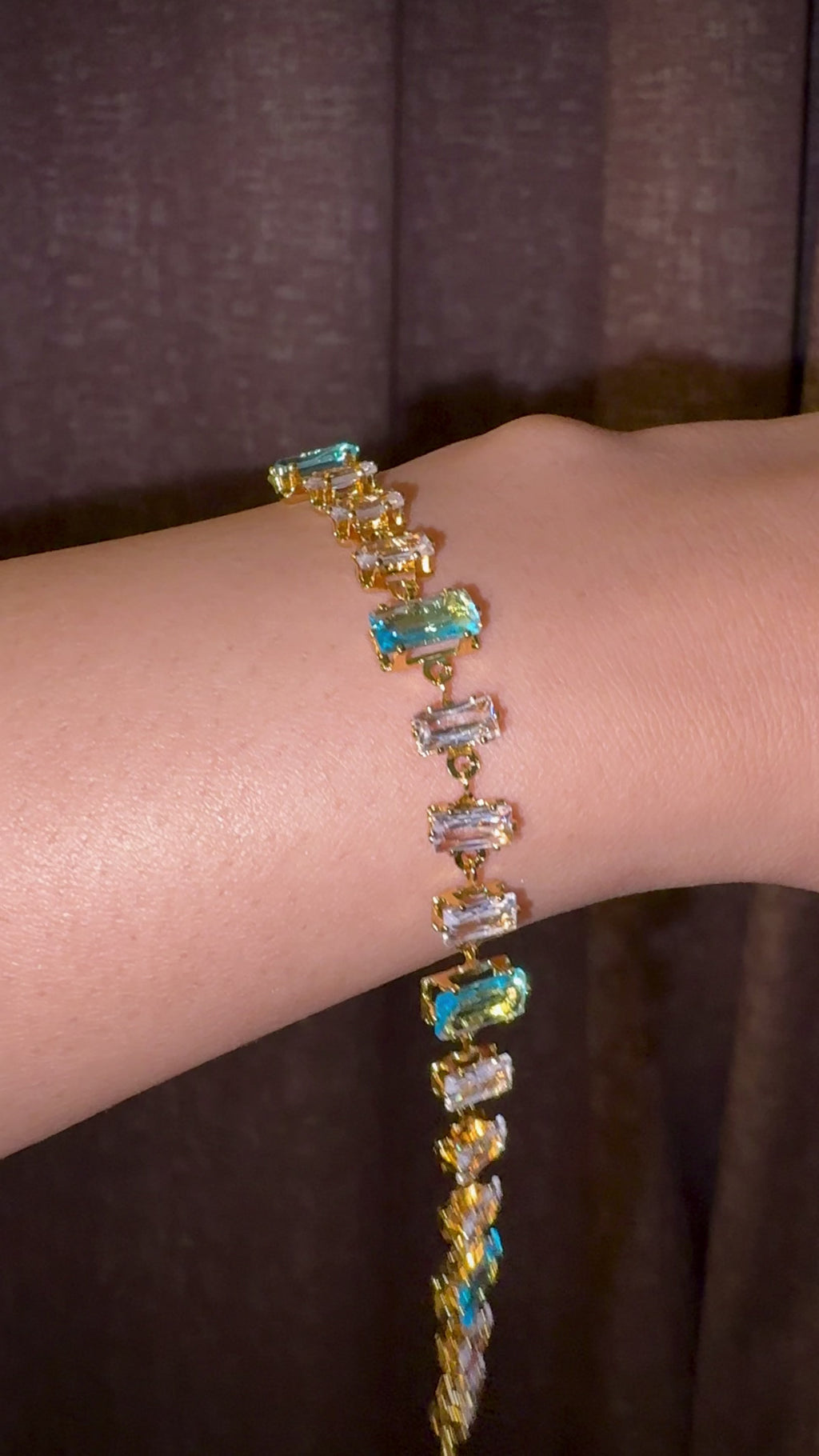 Aquamarine Luxe Baguette Link Bracelet