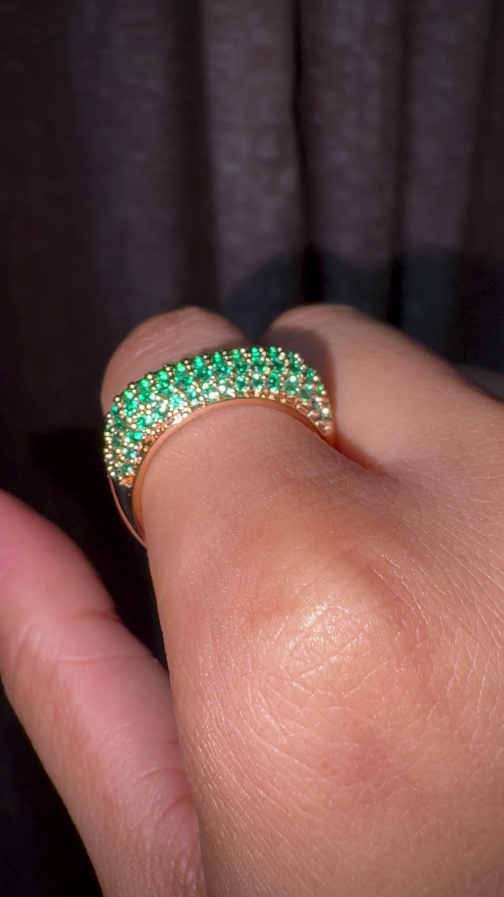 Emerald Pavé Sculptural Ring