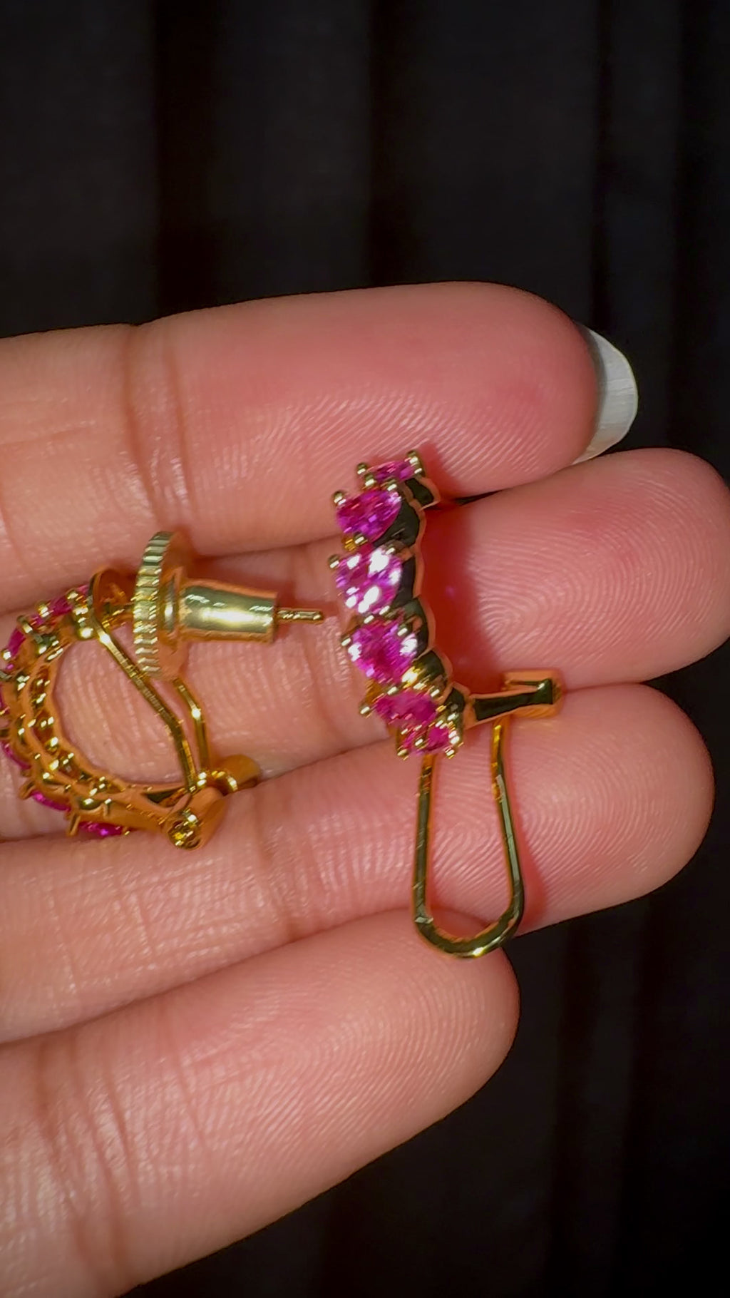 Pink Luxe heart CZ Huggie Hoops
