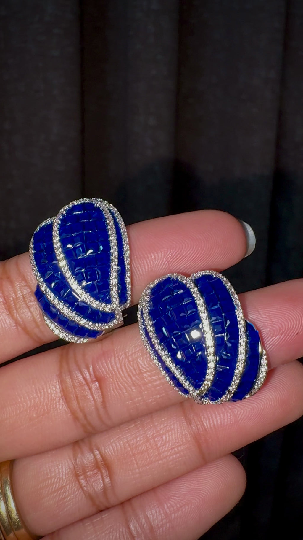 Sapphire Blue Mosaic Statement Stud