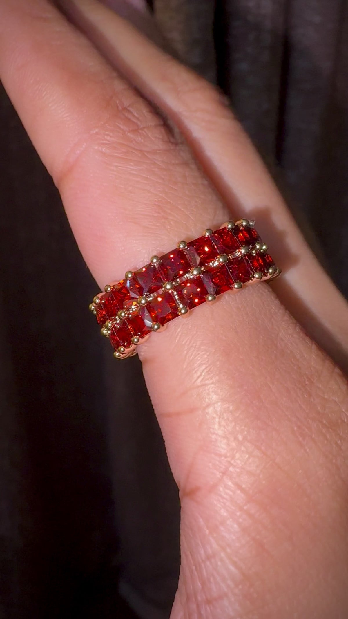Dual-Row Garnet Eternity Ring