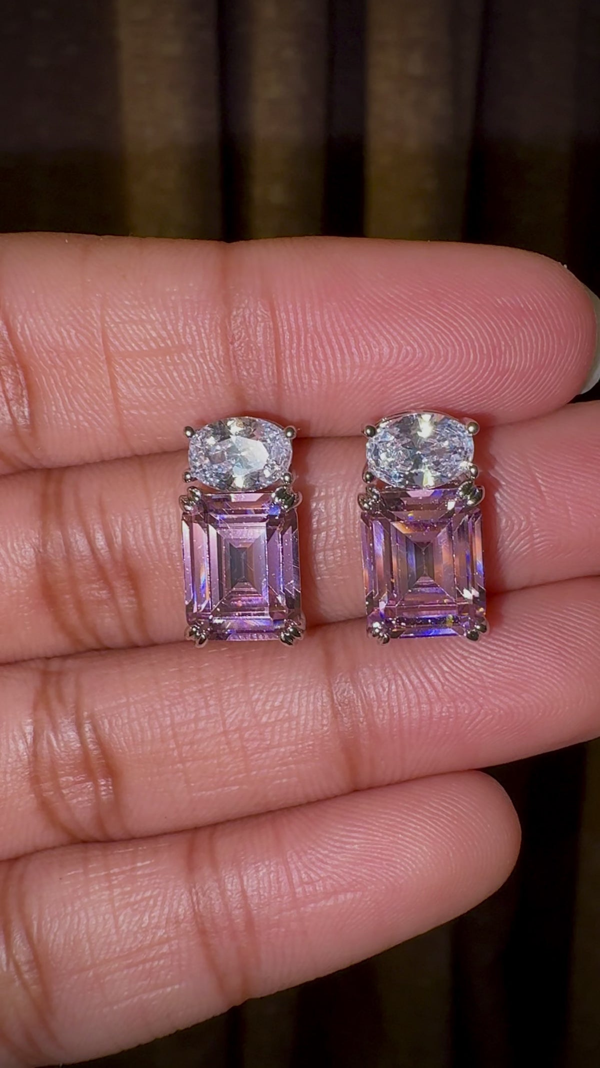 Pink Lumière Emerald-Cut Stud Earrings