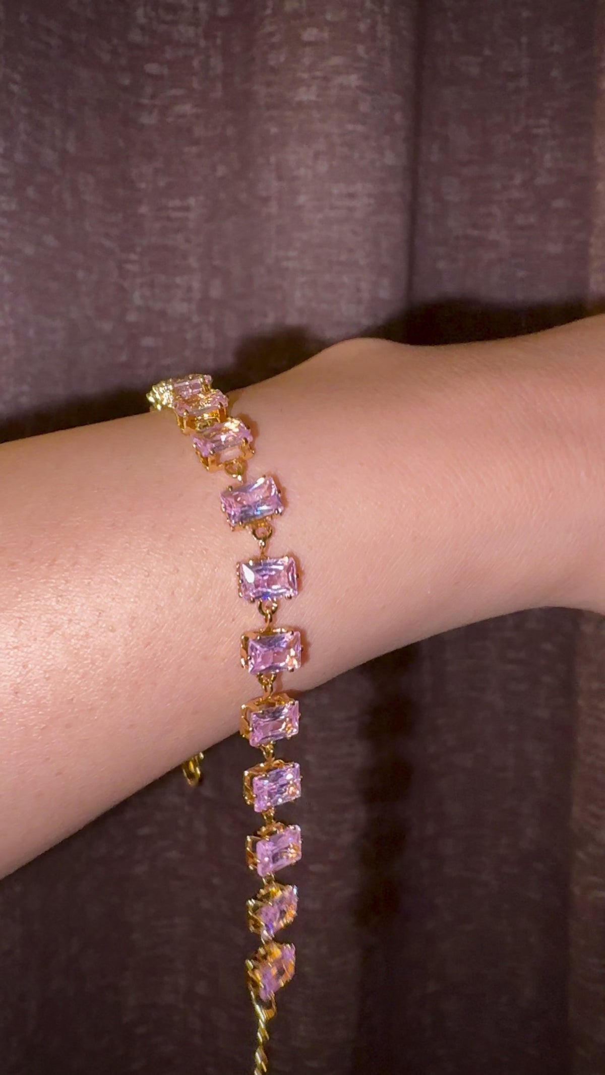 Blush Emerald-Cut Tennis Bracelet