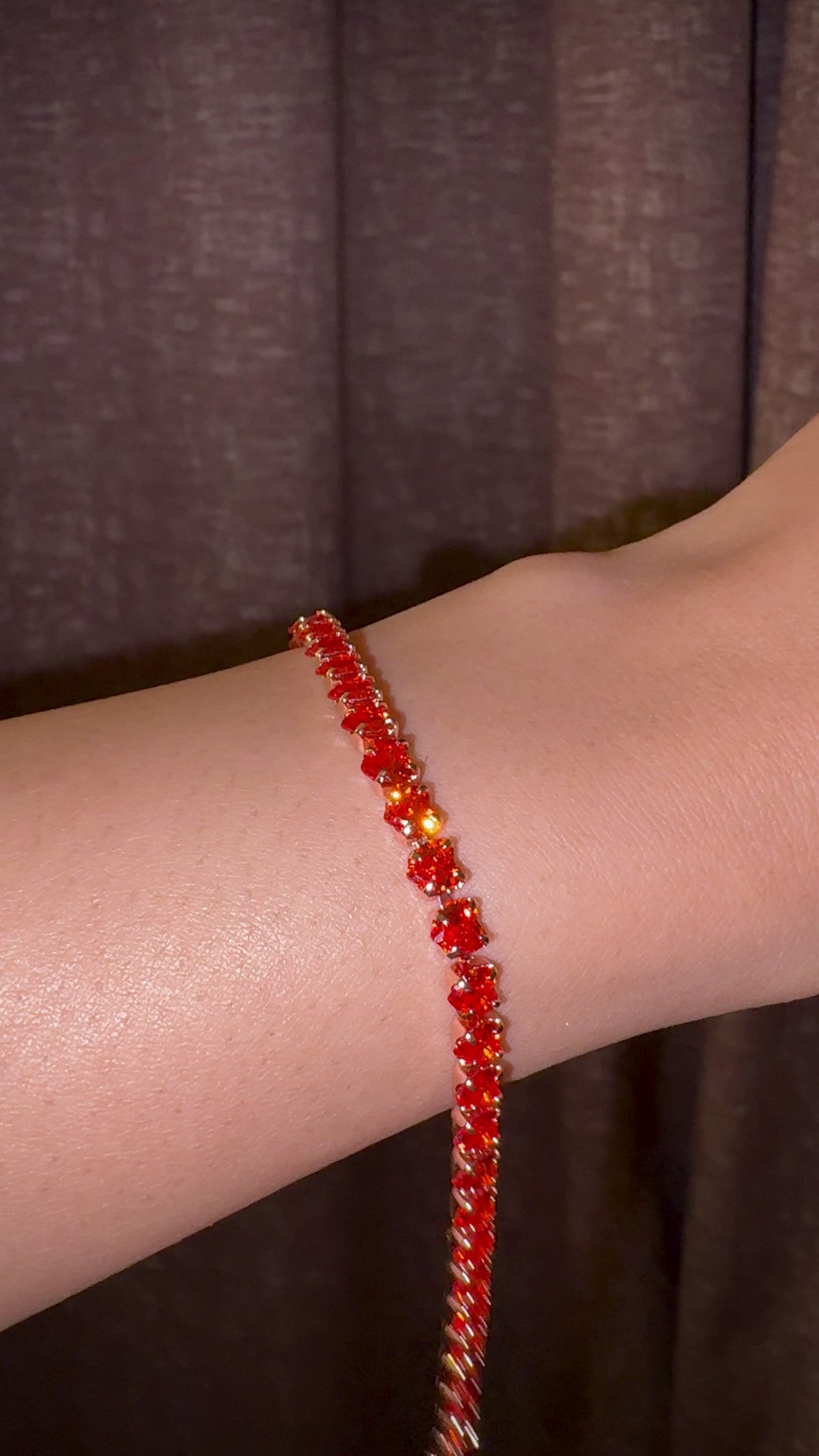 Crimson Heart CZ Tennis Bracelet