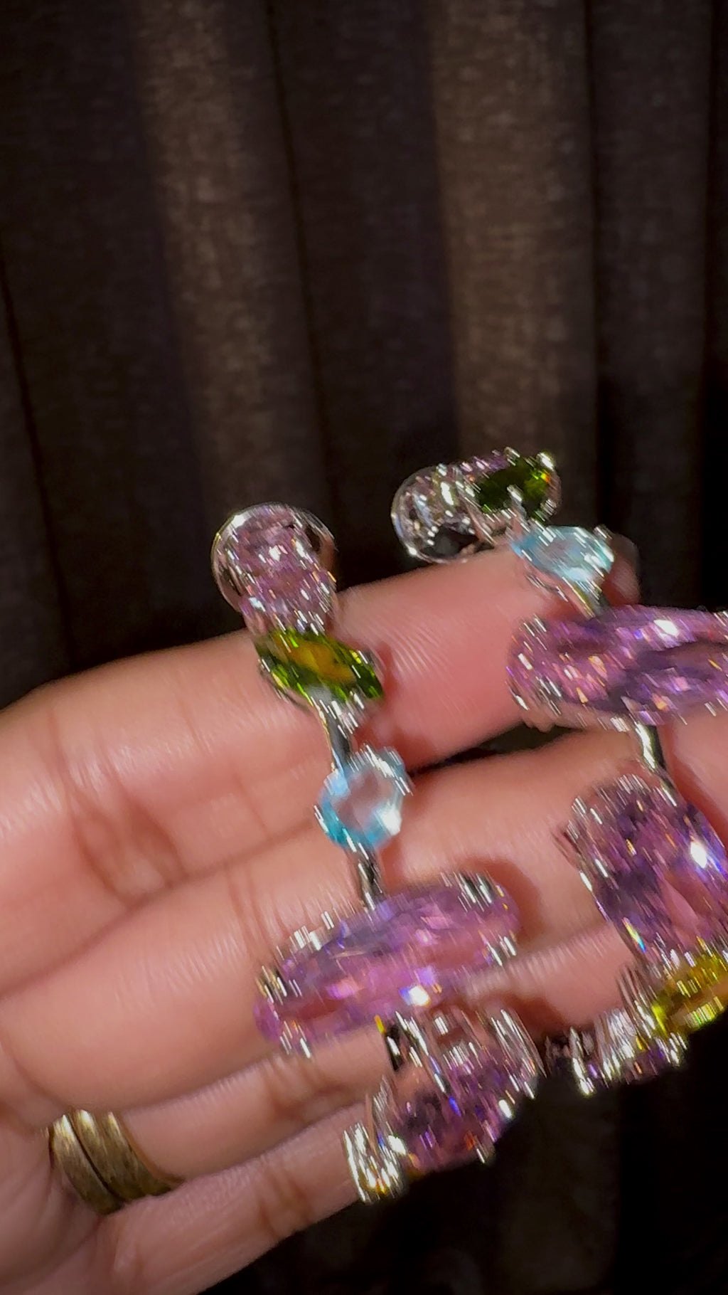 Multicolor irregular stones open hoops