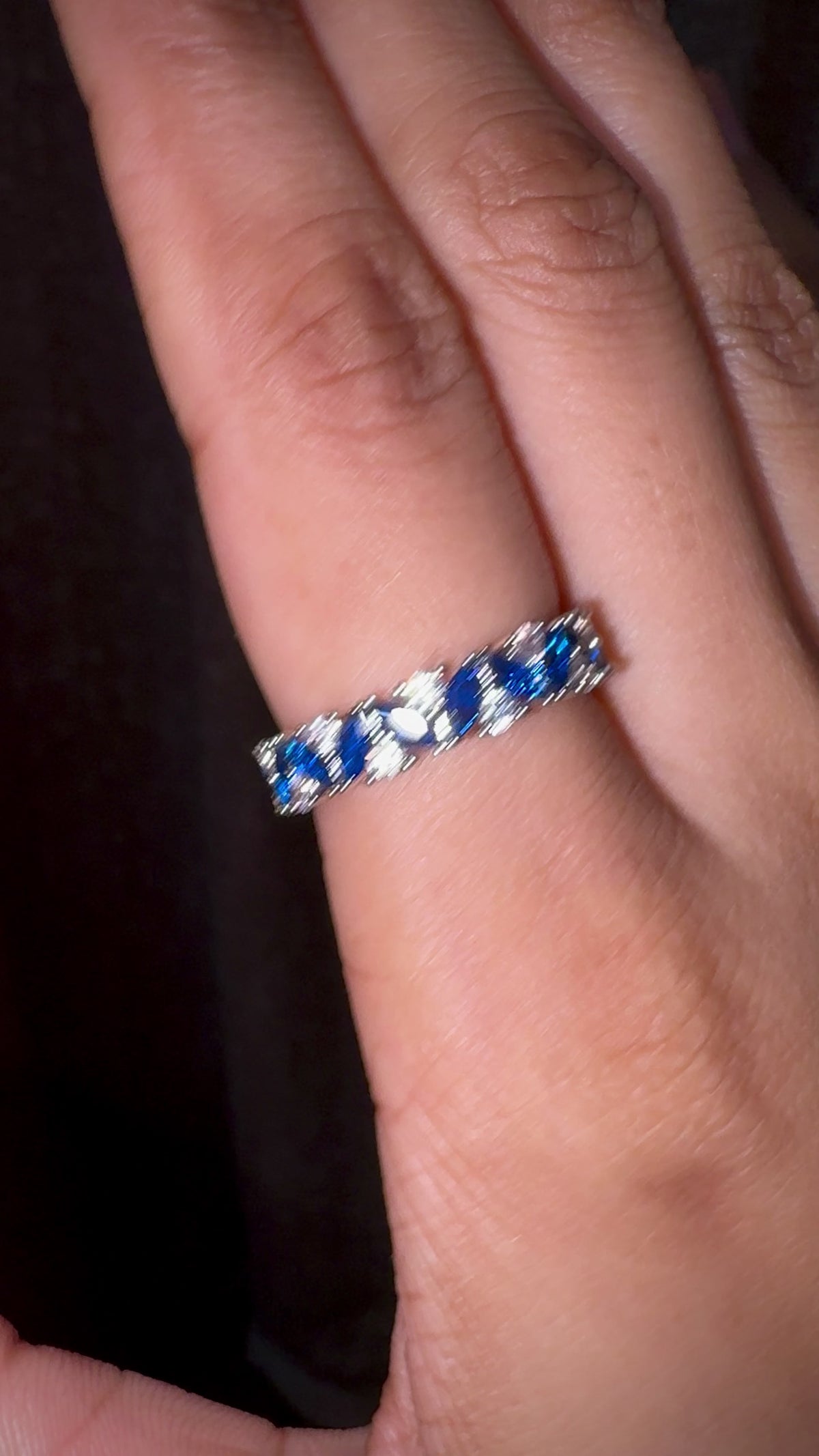 Sapphire & Crystal Floral Eternity Ring