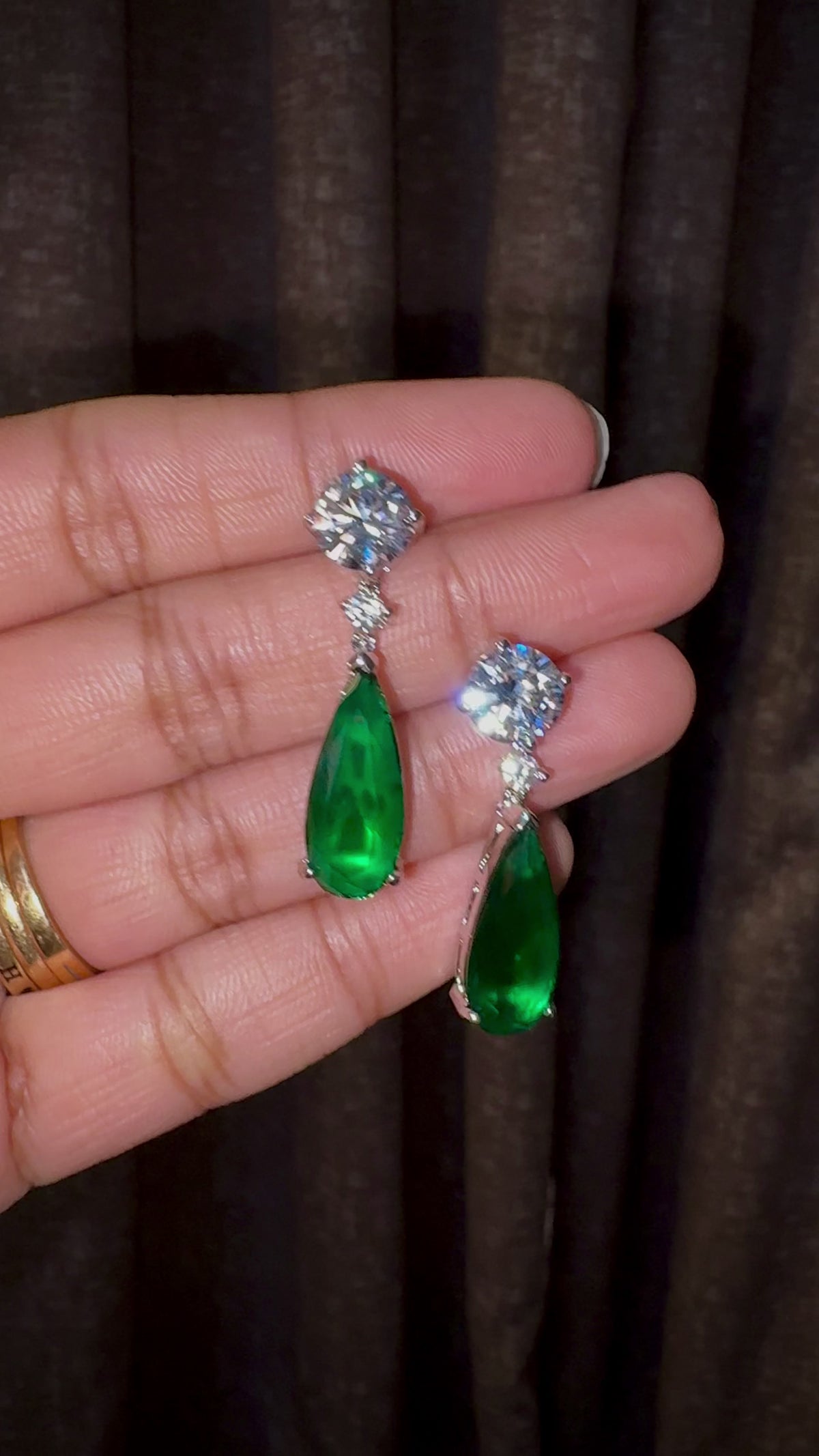 Green Elongated Drop Earrings