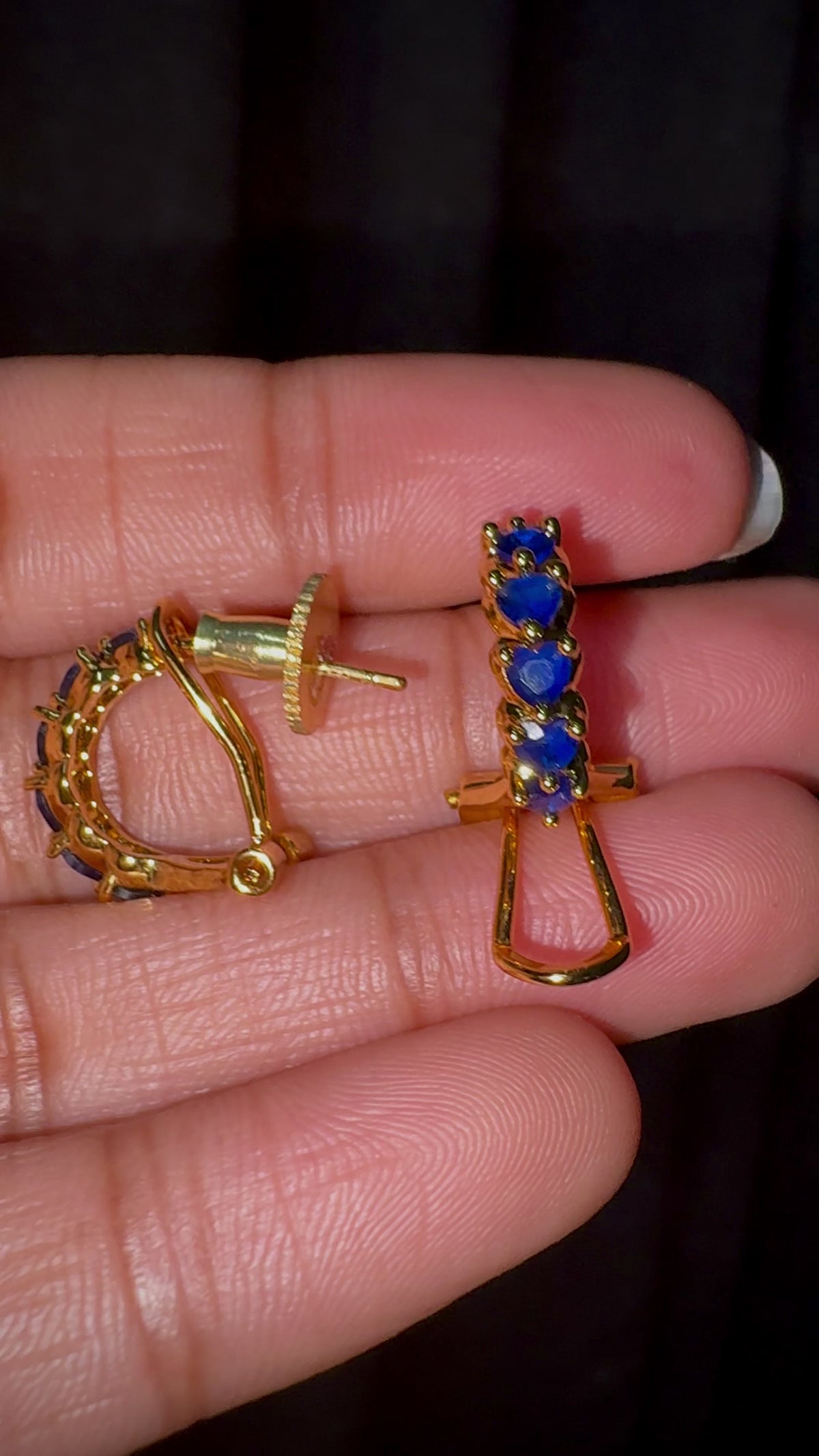 Sapphire Blue Luxe Heart CZ Huggie Hoops