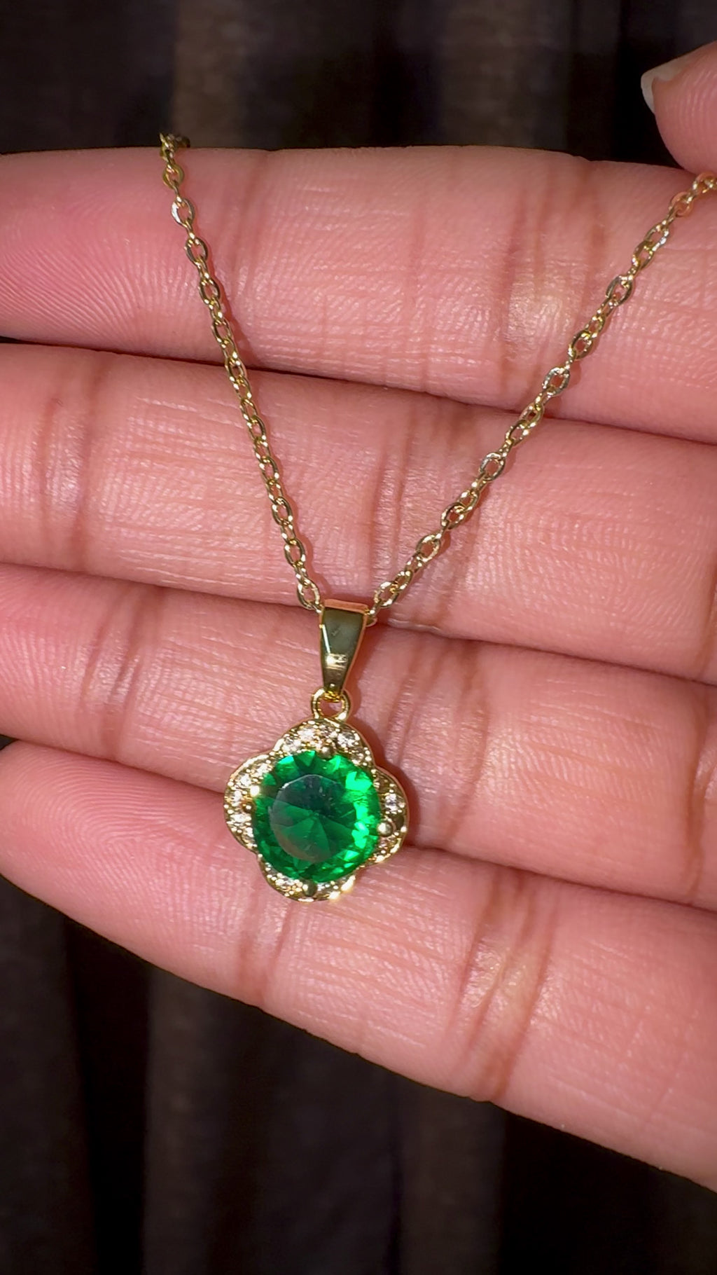 Emerald Halo Pendant Necklace