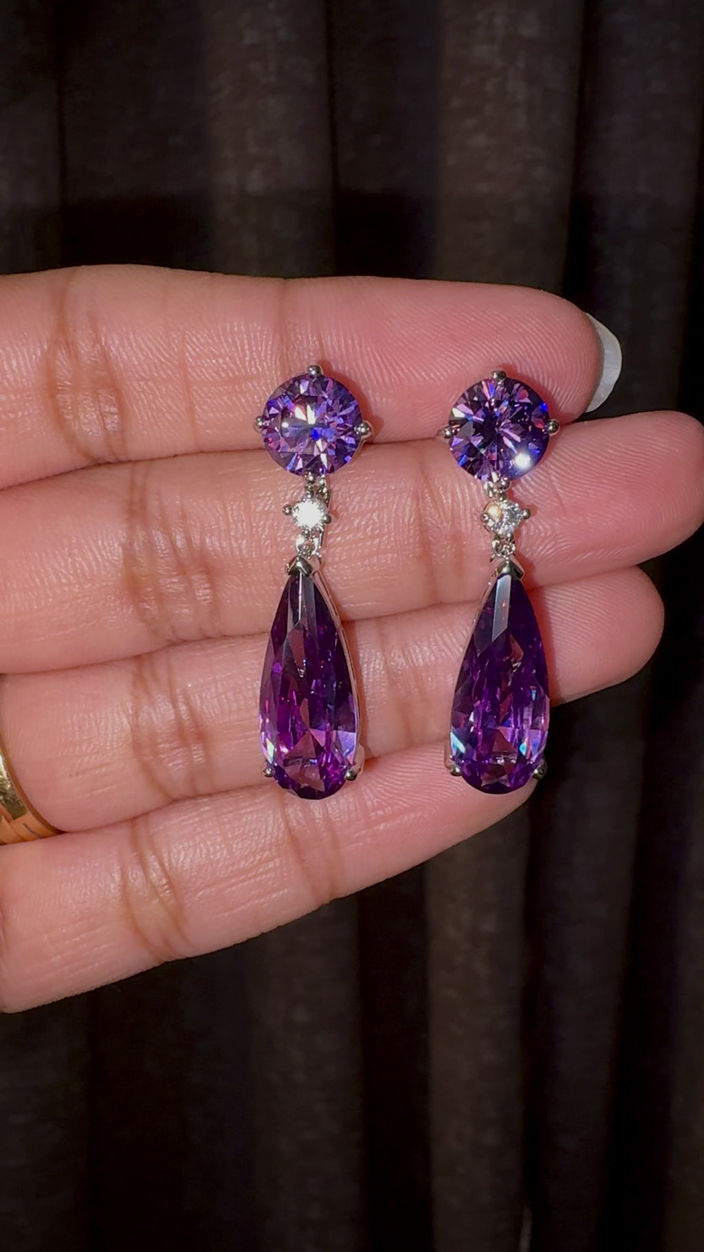 Purple Elongated Drop Earrings